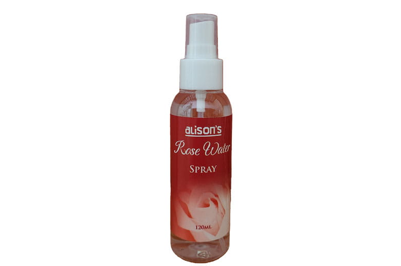 Bottle of Dilion's Rose Water Spray on a white background
