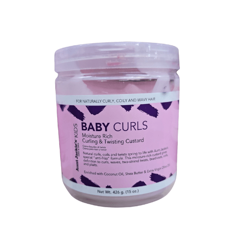 Jar of 'Baby Curls' product on a white background
