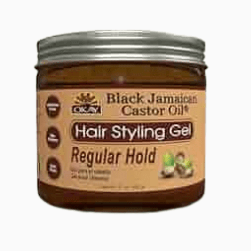 Jar of Black Jamaican Castor Oil Hair Styling Gel on a white background
