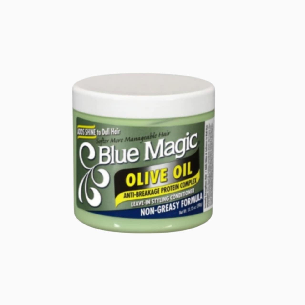 Blue Magic Olive Oil Anti-Breakage Leave-In Styling Conditioner. Formulated with nourishing olive oil, this conditioner helps to strengthen your hair,