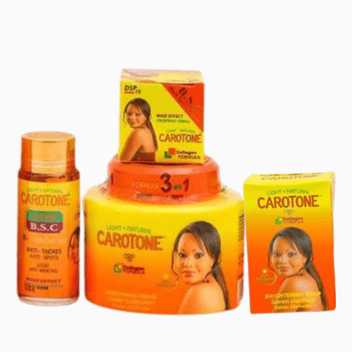 This set includes a brightening lotion, serum, face cream, and body cream, designed to fade dark spots, improve skin texture, and give you radiant, glowing skin