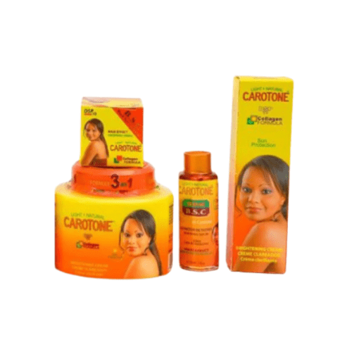 Carotone Cream, Face Cream, Serum, and Tube offer a full skincare solution for radiant, even-toned skin. This set helps moisturize, smooth, and enhance your natural glow while supporting daily skin care needs.