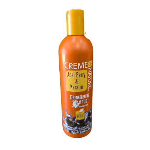 Creme of Nature Acai Berry & Keratin Strengthening Shampoo bottle on a white background