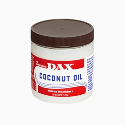 Jar of Dax Coconut Oil on a white background