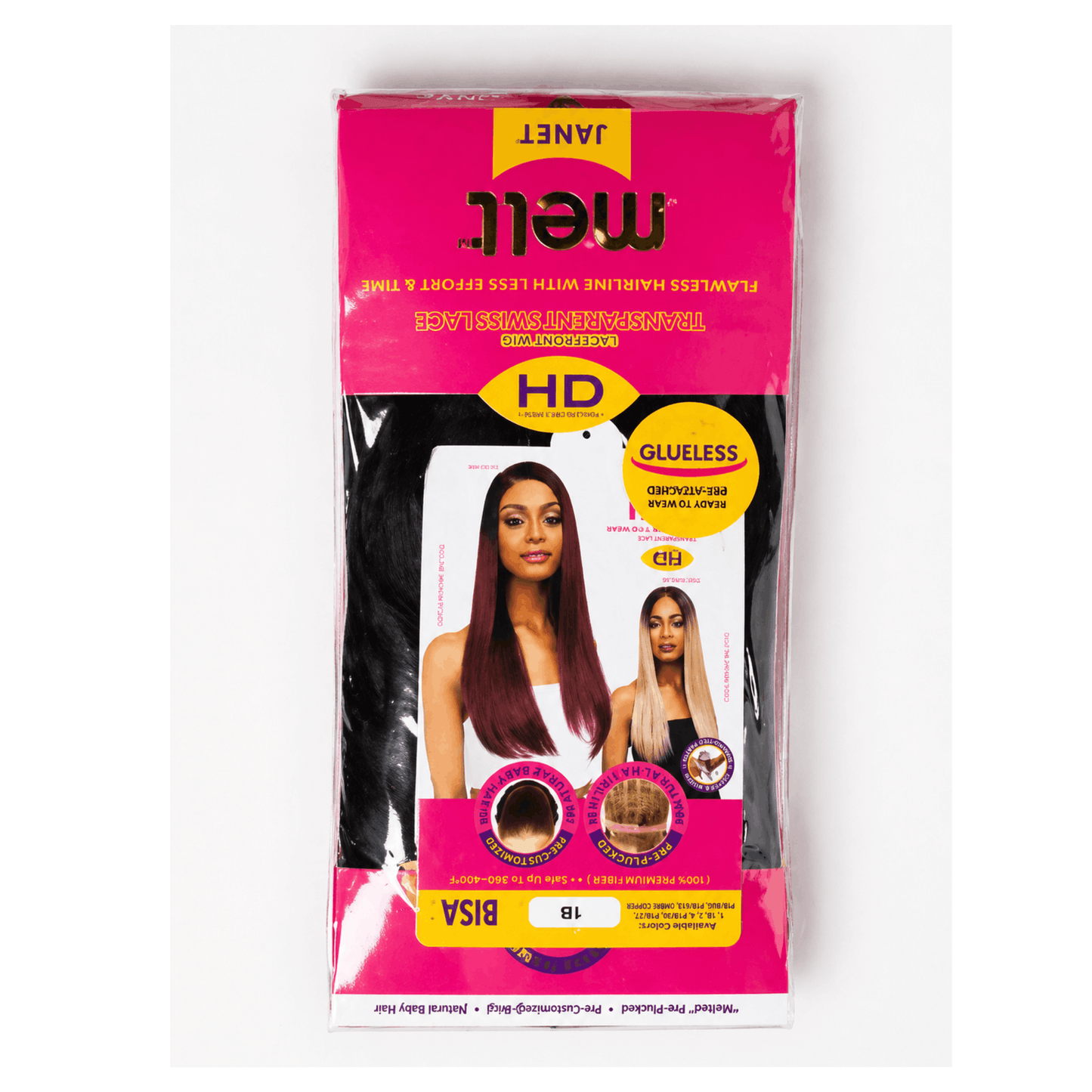 Janet Mell hair product packaging on a white background