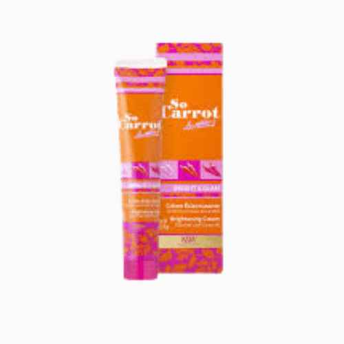 Orange and pink skincare product packaging on a white background