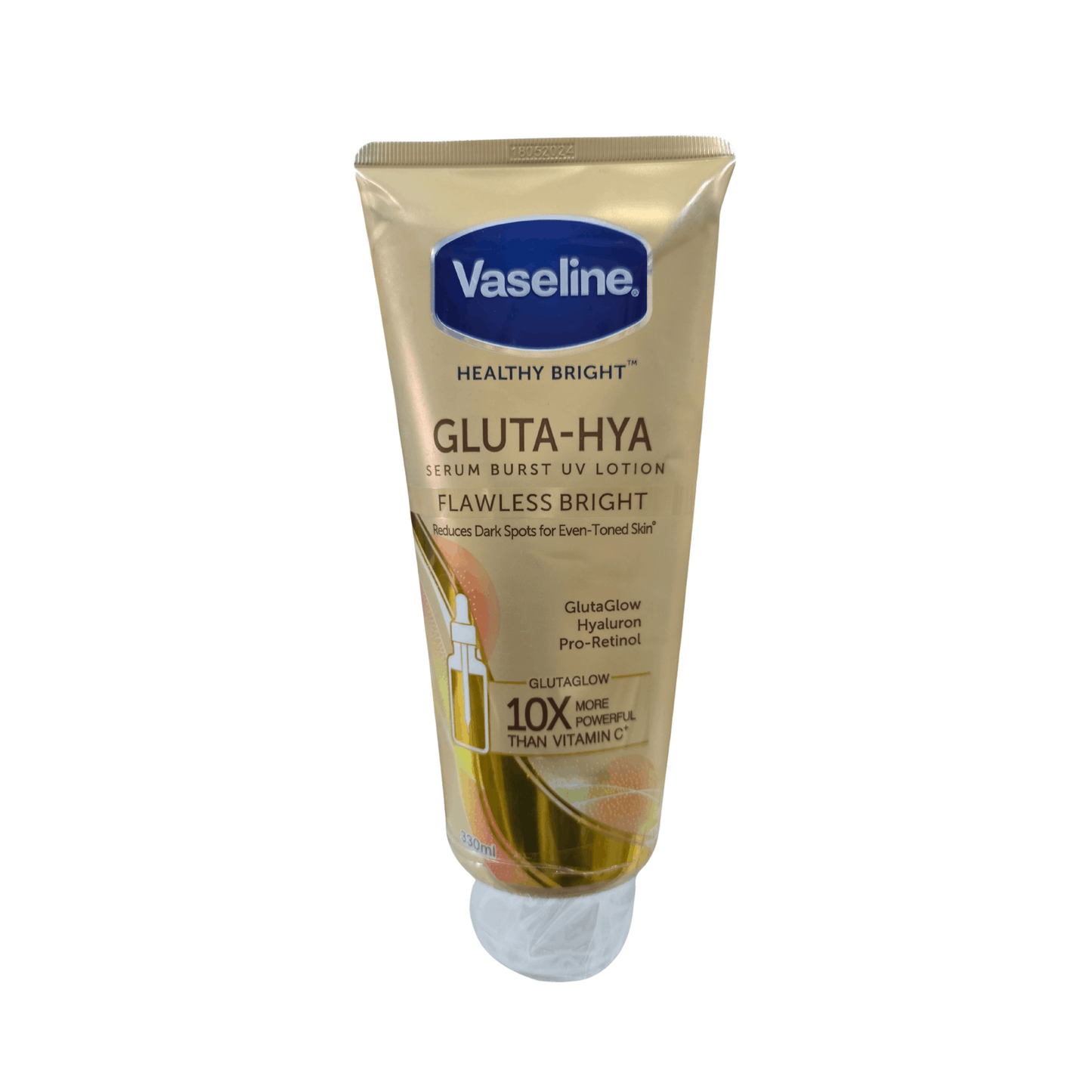 Vaseline Gluta-Hya lotion tube on a white background