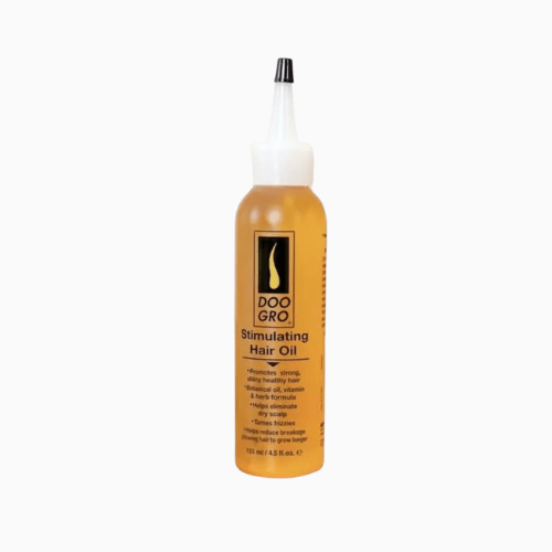 Doo Gro Stimulating Oil. This powerful formula stimulates the scalp, promoting healthy hair growth and enhancing overall hair health.