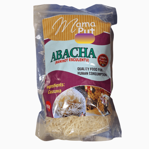 Packaged abacha with Mama Put branding on a white background