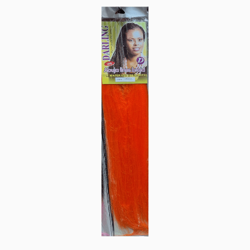 Packaged hair extensions with a visible brand label on a white background