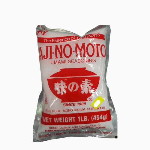 Aji-No-Moto umami seasoning packet on a white background