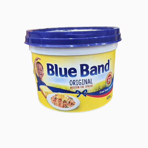 Blue Band margarine tub on a white background