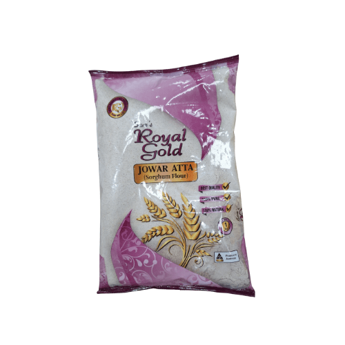 Bag of Royal Gold Jowar Atta on a white background