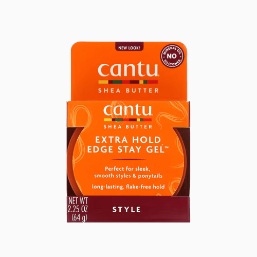 Cantu Shea Butter Extra Hold Edge Stay Gel packaging on a white background