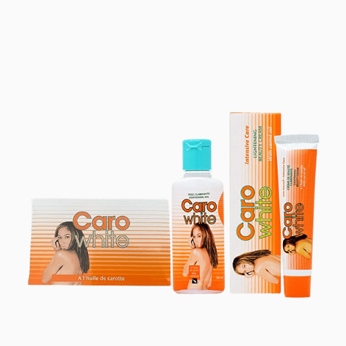 This set includes a body cream, lotion, tube, oil, and soap, all formulated with natural ingredients to fade dark spots, even out skin tone, and give you glowing, beautiful skin.
