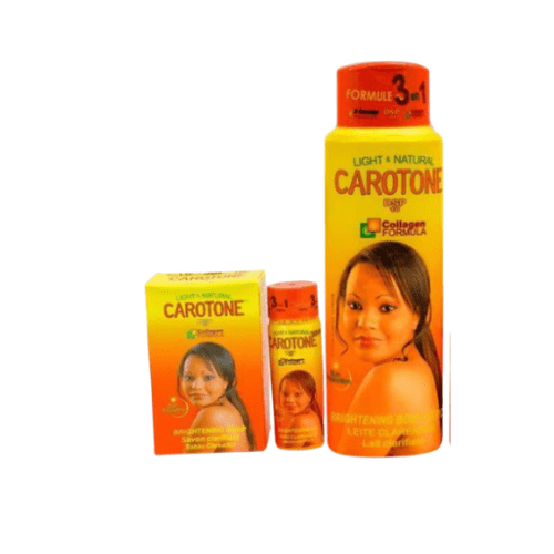Carotone Lotion, Soap, and Oil work together as a complete skincare set to moisturize, even skin tone, and enhance natural radiance. This trio hydrates, smooths, and promotes a healthy, glowing complexion.