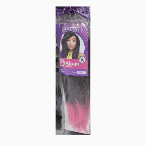 Packaged hair extensions with a brand label on a white background
