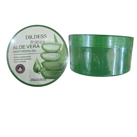 Dr. Dess Aloe Vera moisturizing gel with packaging on a white background