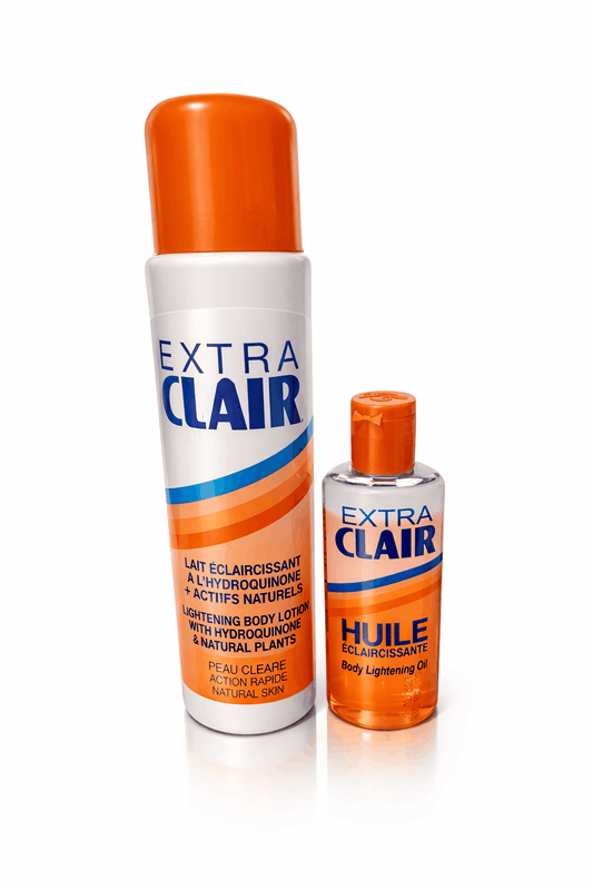 Two bottles of Extra Clair products on a white background