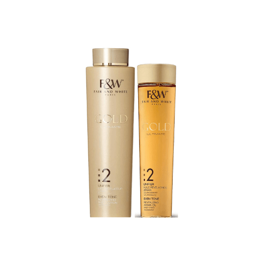 Nourish and brighten your skin with Fair & White Gold 2 Lotion and Oil. Hydrating, smoothing, and restoring radiance for a healthy, glowing look.