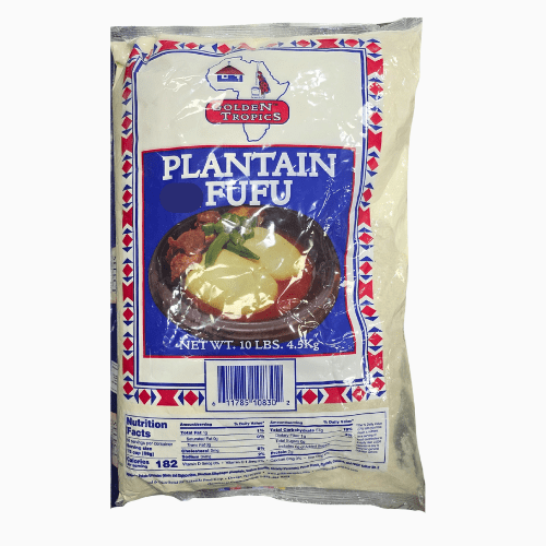 Package of Golden Tropics Plantain Fufu on a white background