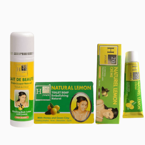 infused with natural lemon extracts, this trio helps brighten, lighten dark spots, and deeply moisturize your skin for a glowing, even-toned complexion.