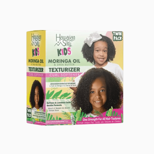 Hawaiian Silky Kids Moringa Oil Texturizer softens, smooths, and conditions kids’ hair for easy styling, shine, and healthy growth.
