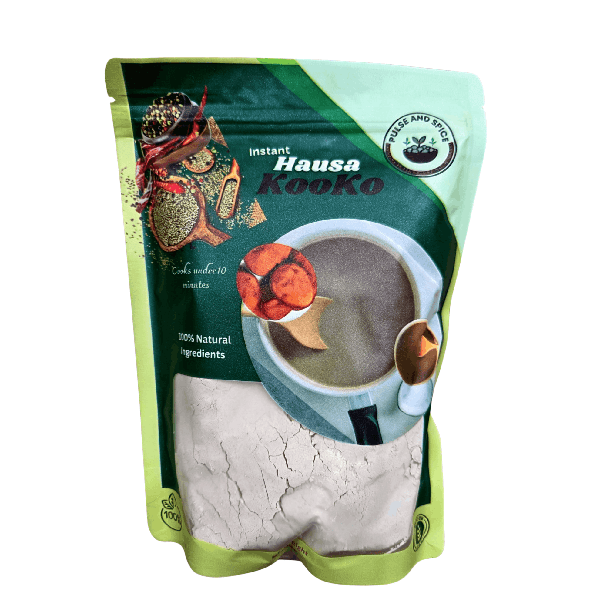 Packaging of Instant Hausa Kooko with green and white design