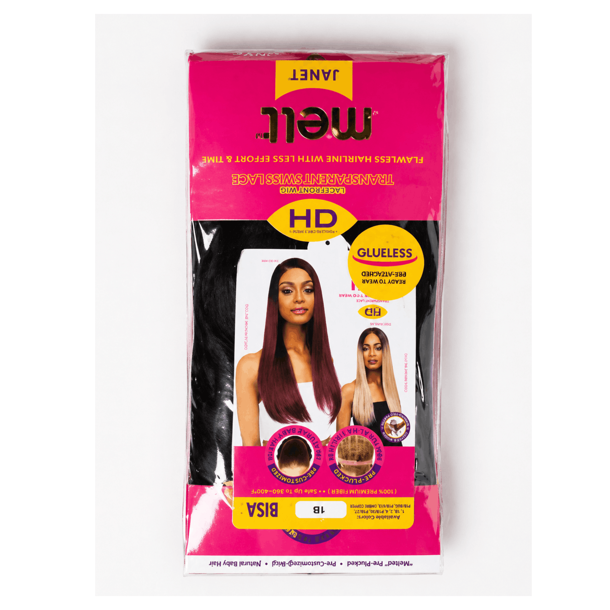 Janet Mell hair product packaging on a white background