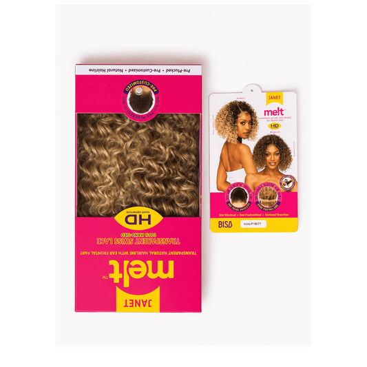 Two hair product packages with pink and yellow design on a white background