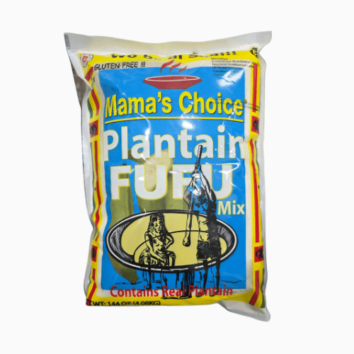 Bag of Mama's Choice Plantain Fufu Mix on a white background