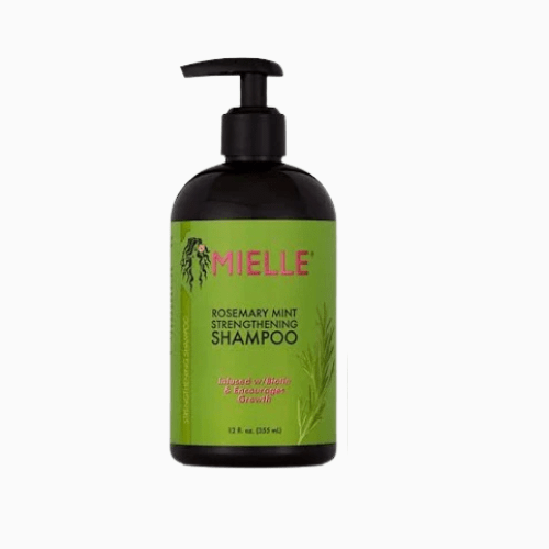 Mielle Rosemary Mint Strengthening Shampoo bottle on a white background