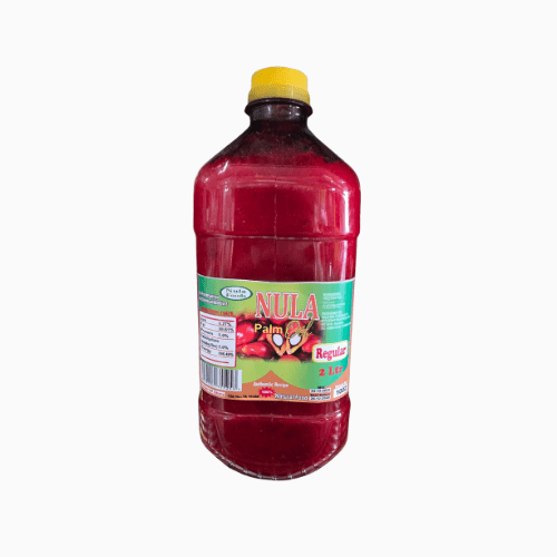 Bottle of Nula Palm oil on a white background