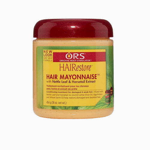 Jar of ORS Hair Restore Hair Mayonnaise on a white background