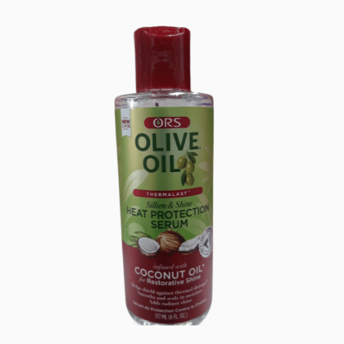 t shields against damage from hot tools like blow dryers, curling irons, and flat irons. Infused with coconut oil and olive oil essence, it nourishes hair, adding shine and moisture for a silky, smooth finish.