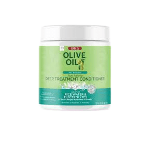 Olive Oils deep treatment conditioner jar on a white background
