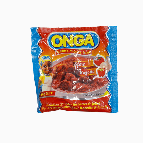 Packaged product of Onga stew and ragout bouillon powder on a white background