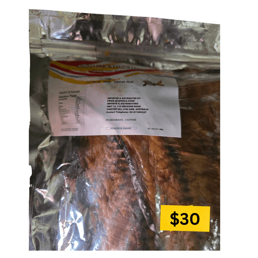 Packaged product with a label and a price tag on a white background
