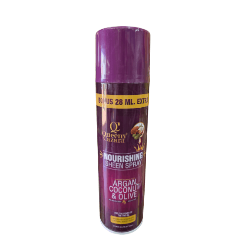 Purple spray bottle with a label on a white background