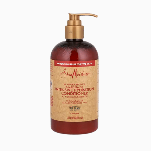 SheaMoisture conditioner bottle with pump on a white background