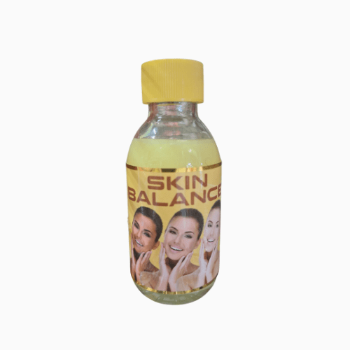 Bottle labeled 'Skin Balance' with a yellow cap on a white background