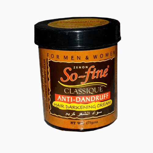 Jar of So-fine Classique Anti-Dandruff Hair Darkening Cream on a white background