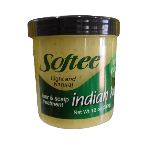 Jar of Softee hair and scalp treatment on a white background