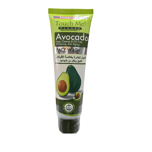 Tube of Touch Me! Avocado Face Wash on a white background