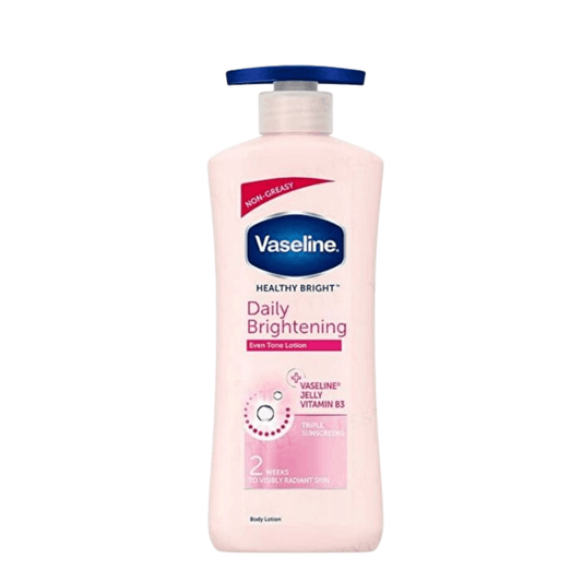 Vaseline Healthy Bright Daily Brightening lotion bottle on a white background