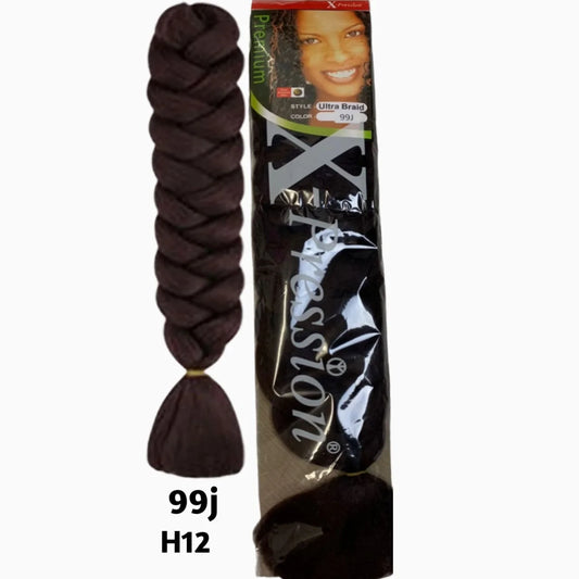 This premium braiding hair features a rich, burgundy shade and a soft, smooth texture, perfect for creating elegant and eye-catching braids