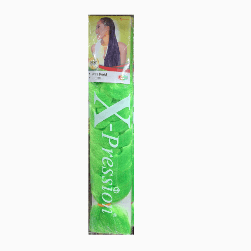 Get bold, fashion-forward style with Xpression Ultra Braid in Green. This premium synthetic braiding hair delivers intense colour payoff and a smooth, tangle-free finish for your protective styles. Shop the best green braiding hair now.