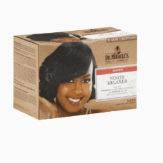 Dr. Miracle’s Relaxer Super. This advanced relaxer formula is designed for effective, long-lasting results, providing a sleek, straight finish.