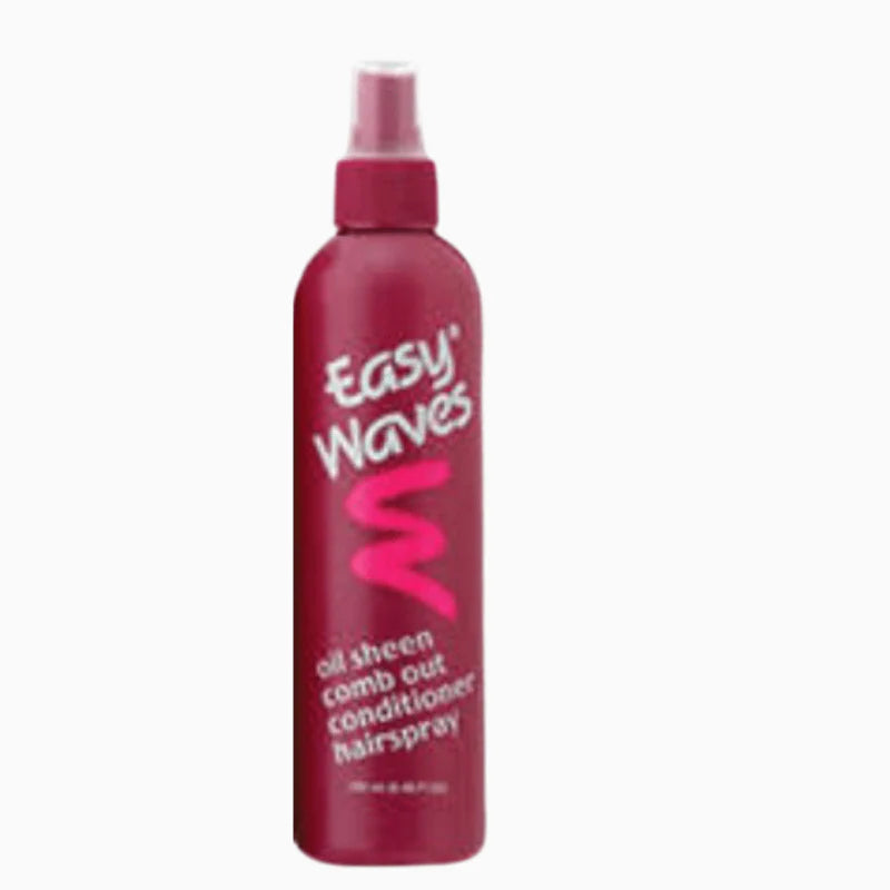 Easy Waves Conditioner Spray Oil Sheen Comb Out for effortlessly smooth and manageable hair. This conditioning spray provides a nourishing sheen while easing combing and detangling