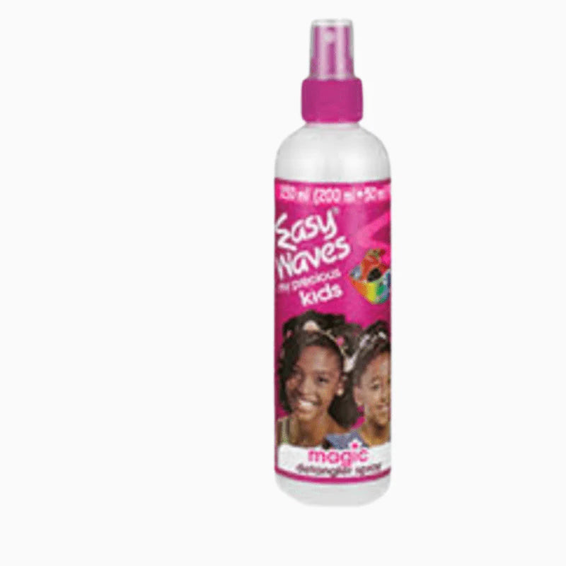 Easy Waves My Precious Kids Magic Detangler Spray. This gentle formula effortlessly untangles and softens hair, reducing breakage